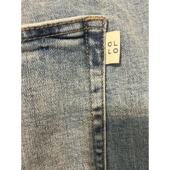 Oliver Logan Sz 34 Light Wash Frayed Hem Wide Leg Jeans Boho - Picture 6 of 11